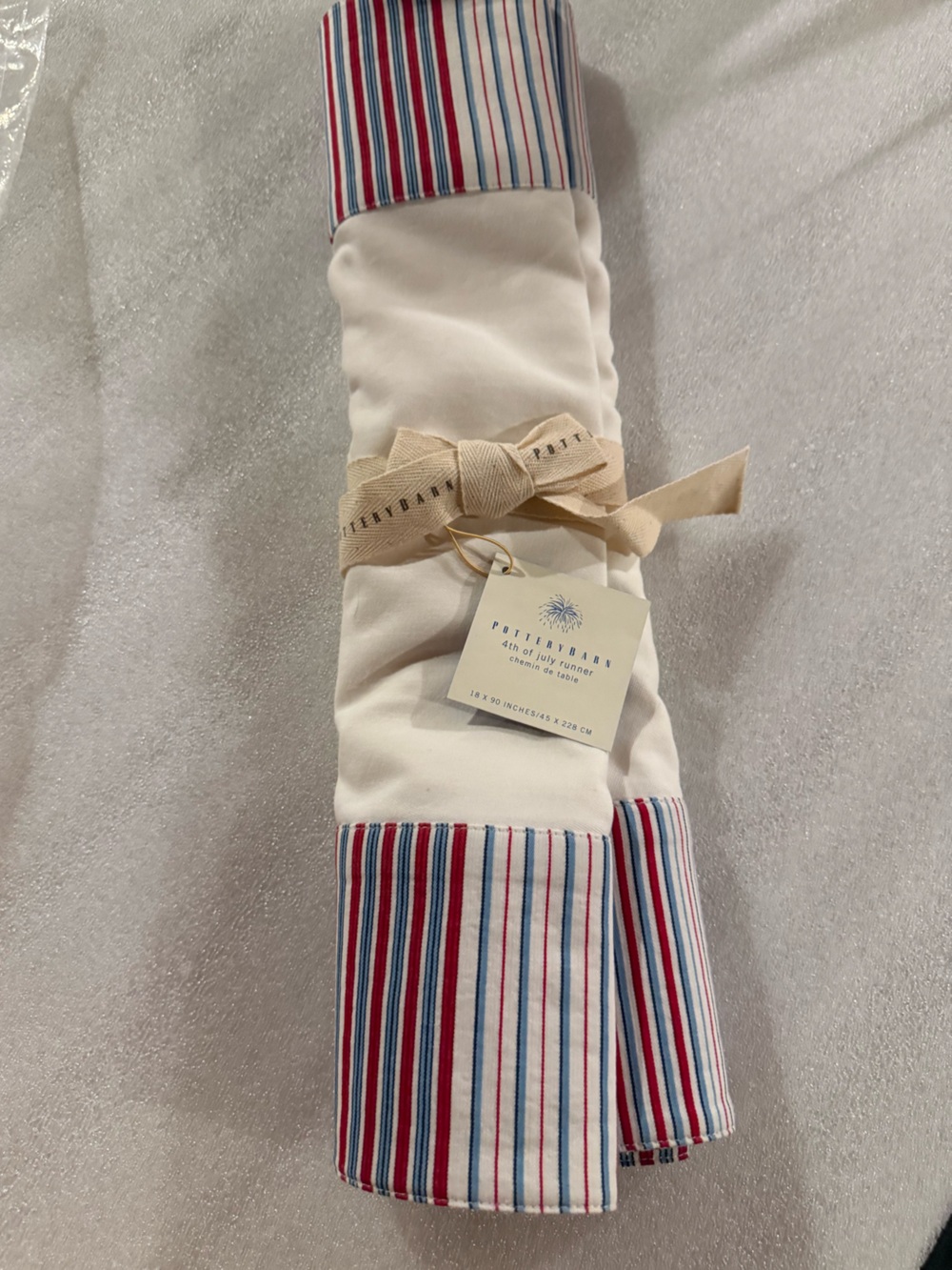 New Pottery Barn Americana 4th of July Table Runner, 18X108”
